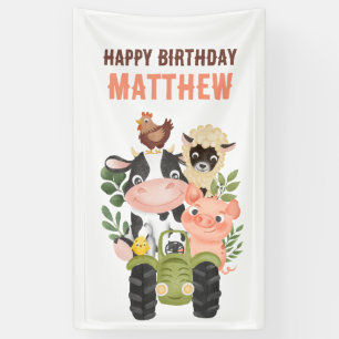 Farm animals Baa Moo Holy Cow 1st 2nd Birthday Banner