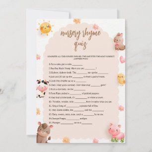Farm Animals Baby Shower Baby Nursery Rhyme Quiz Invitation