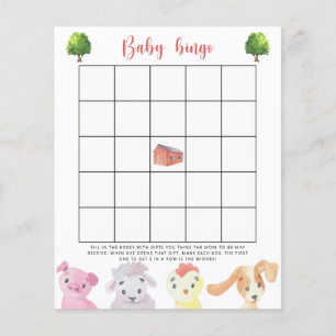 Farm animals - Baby shower bingo game