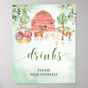 Farm animals baby shower drinks decoration sign