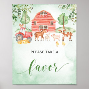 Farm animals baby shower favor sign decoration