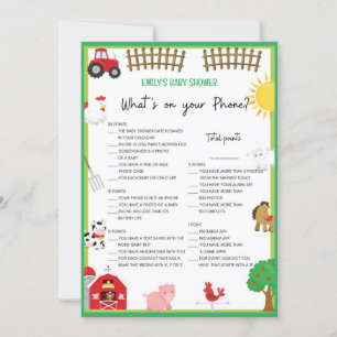 Farm Animals Baby Shower Game Size Invitation