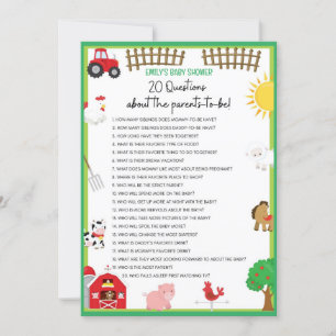 Farm Animals Baby Shower Game Size Invitation
