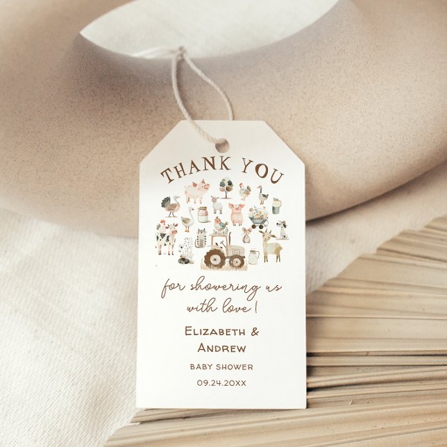 Farm Animals Baby Shower Gift Tags (Creator Uploaded)
