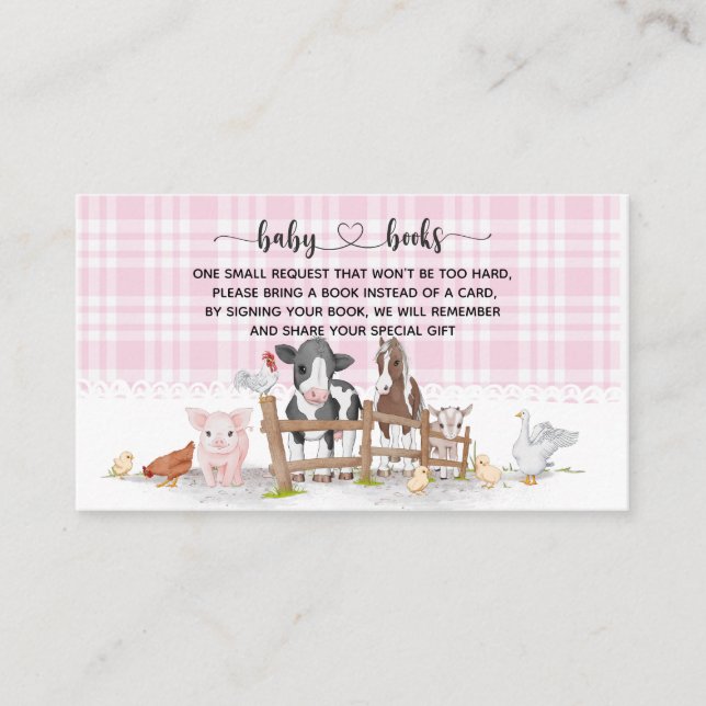 Farm Animals Baby Shower I Birthday  Enclosure Card (Front)