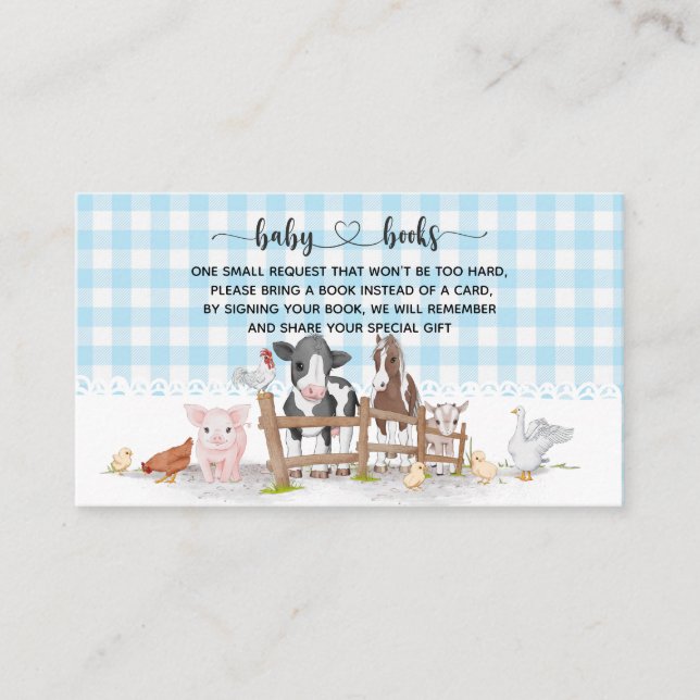 Farm Animals Baby Shower I Birthday  Enclosure Card (Front)