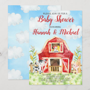 Farm Animals Baby Shower Invitation Invite, Barn