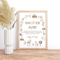 Farm Animals Baby Shower Pacifier Hunt Game