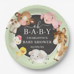 Farm Animals Baby Shower Paper Plate