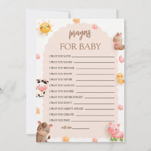 Farm Animals Baby Shower Prayers For Baby Card