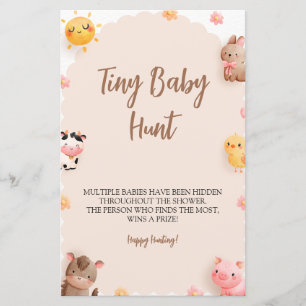 Farm Animals Baby Shower Tiny Baby Hunt Game 