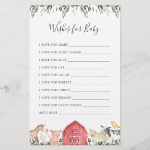 Farm Animals Baby Shower Wishes For Baby