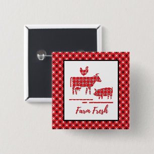 Farm Animals Bandanna Print  15 Cm Square Badge