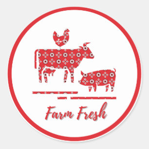 Farm Animals Bandanna Print  Classic Round Sticker