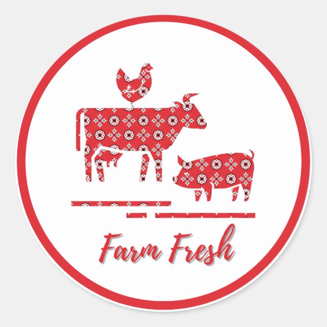 Farm Animals Bandanna Print  Classic Round Sticker (Front)