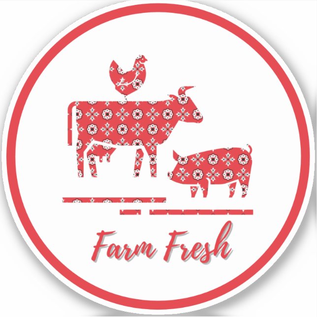 Farm Animals Bandanna Print Vinyl Car Decal (Front)
