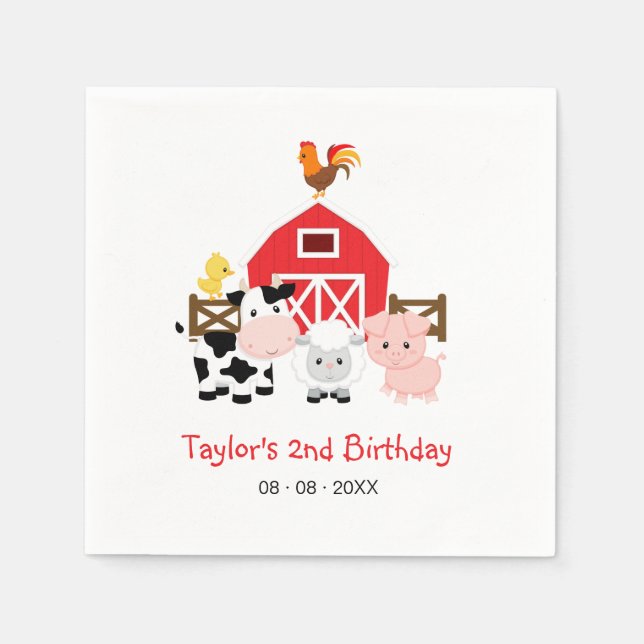 Farm Animals Banyard Birthday / Baby Shower Paper Napkin (Front)