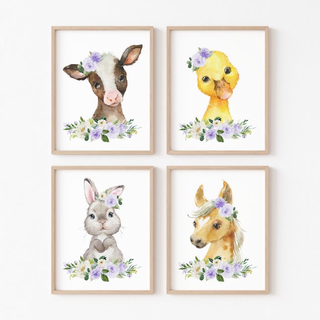 Farm Animals, Barn, Purple Flowers, Gender Neutral (Creator Uploaded)