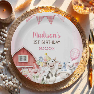 Farm Animals Barnyard 1st Birthday Paper Plate