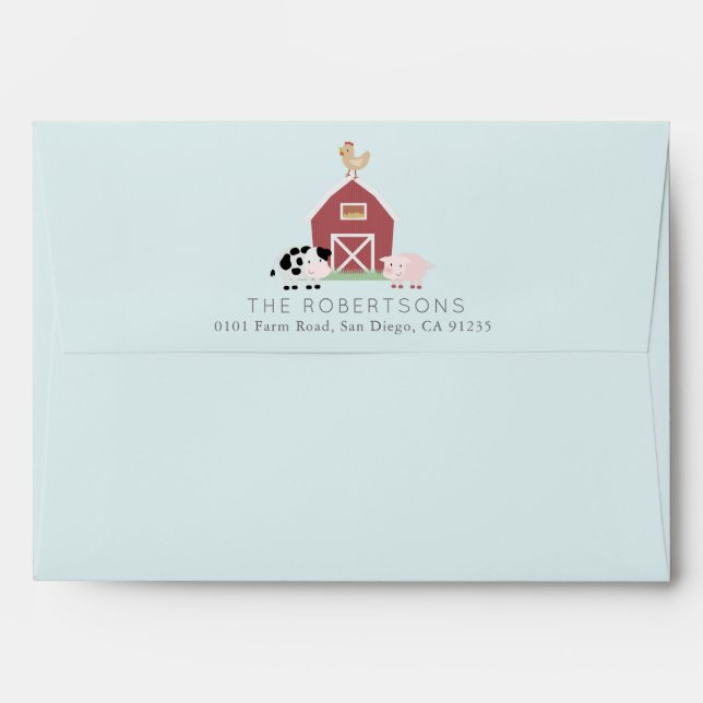 Farm Animals Barnyard Baby Blue  Envelope (Back (Top Flap))