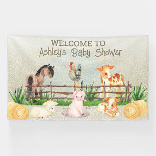 Farm Animals Barnyard Baby Shower Banner