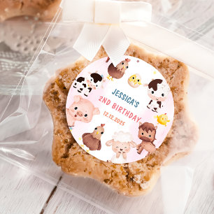 Farm Animals Barnyard Balloon Birthday Party Classic Round Sticker