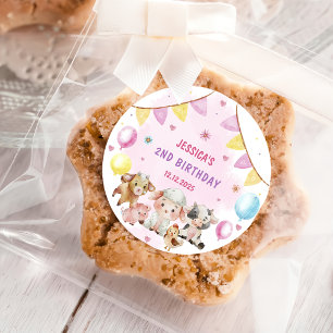 Farm Animals Barnyard Balloon Birthday Party Classic Round Sticker