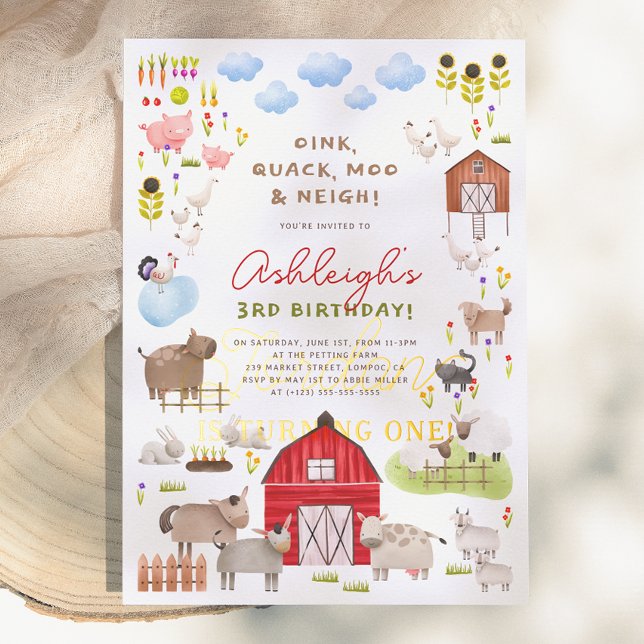 Farm Animals Barnyard Bash Birthday Party Invitation (Creator Uploaded)