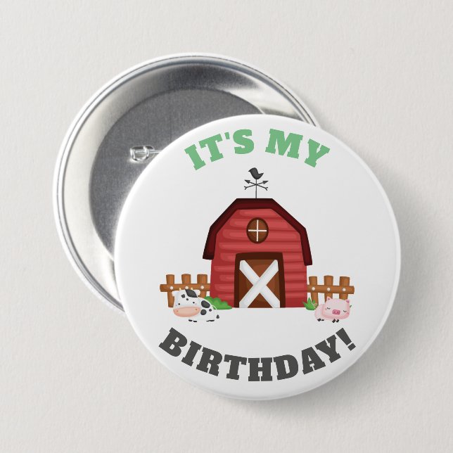 Farm Animals Barnyard Birthday Boy/Girl - GLS 7.5 Cm Round Badge (Front & Back)