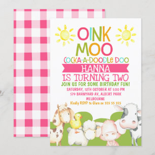 Farm animals barnyard birthday invitations