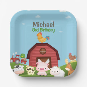 Farm Animals Barnyard Birthday Paper Plate