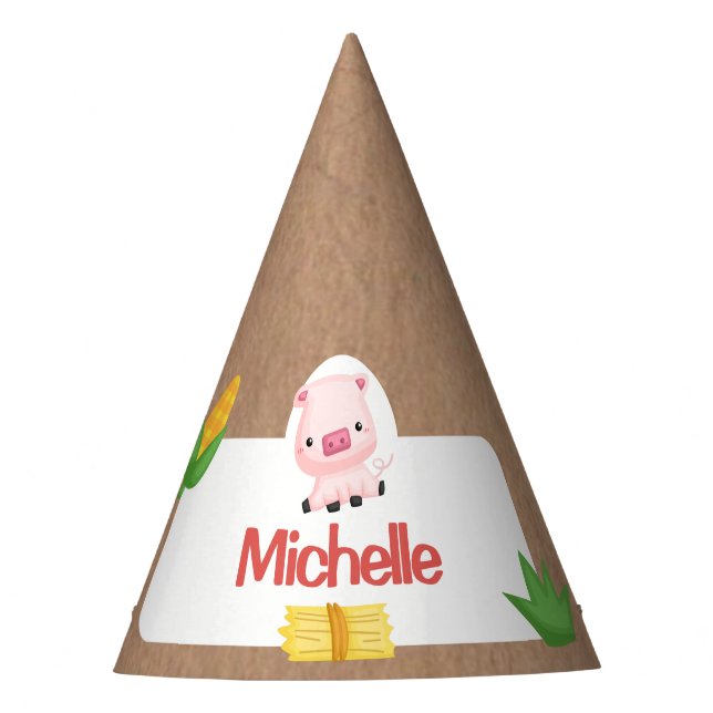 Farm Animals Barnyard Birthday Party Hat (Front)