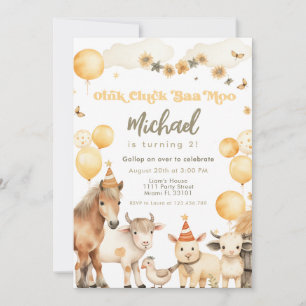 Farm Animals Barnyard Birthday Party Invitation
