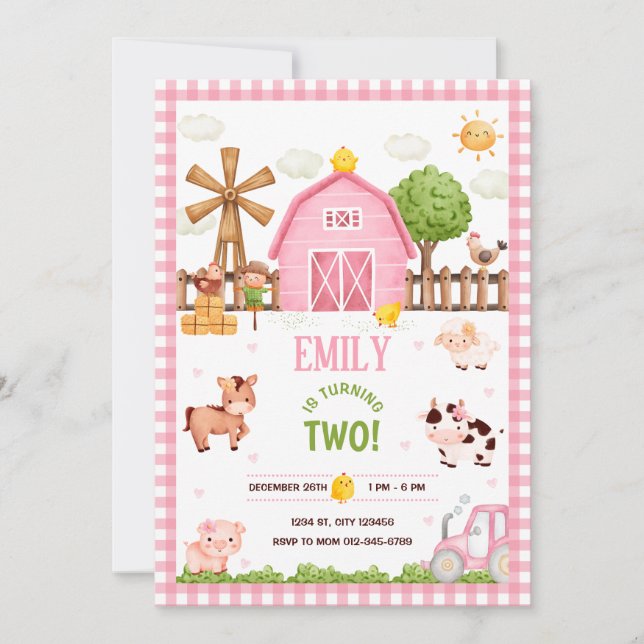 Farm Animals Barnyard Birthday Party Invitation (Front)