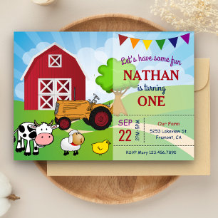 Farm Animals Barnyard Birthday Party Invitation