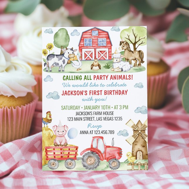 Farm Animals Barnyard Birthday Party Invitation (Creator Uploaded)
