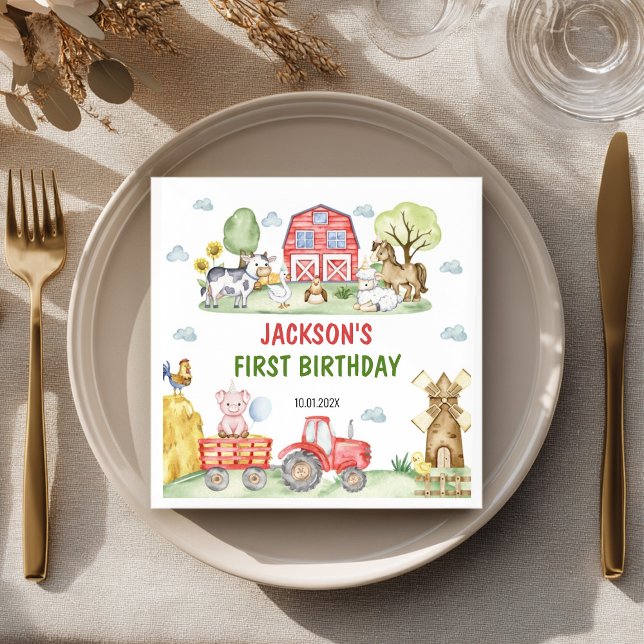 Farm Animals Barnyard Birthday Party Napkins (Creator Uploaded)