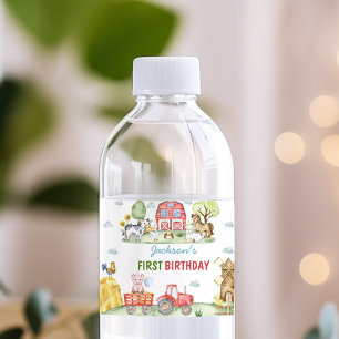 Farm Animals Barnyard Birthday Party Water Bottle Label