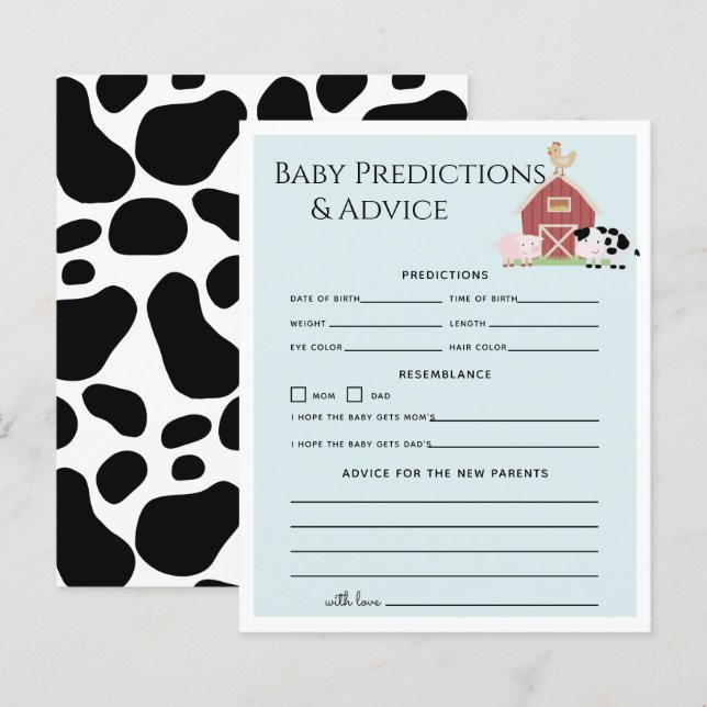 Farm Animals Barnyard Bl Baby Predictions & Advice (Front/Back)