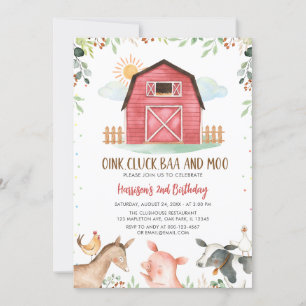 Farm Animals Barnyard Boy Birthday Invitation