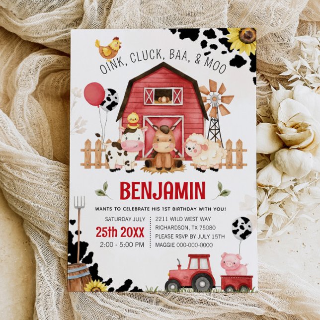 Farm Animals Barnyard FARM BIRTHDAY Invitation (Creator Uploaded)