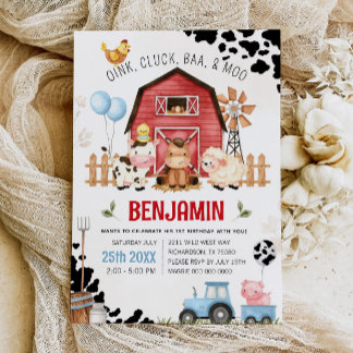 Farm Animals Barnyard FARM BIRTHDAY Invitation