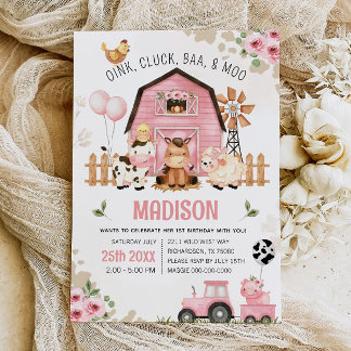 Farm Animals Barnyard FARM BIRTHDAY Invitation