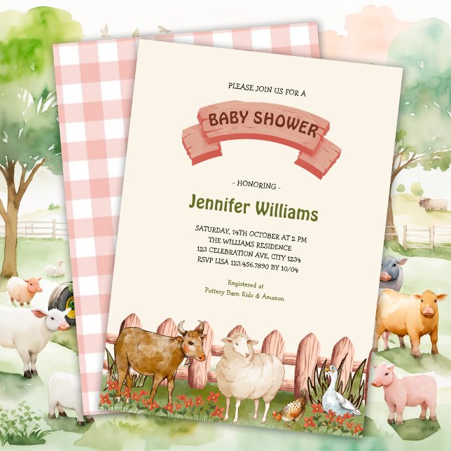 Farm Animals Barnyard Gender Neutral Baby Shower Invitation (Creator Uploaded)