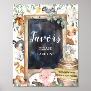 Farm Animals Barnyard Greenery Favours Sign