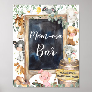 Farm Animals Barnyard Greenery Mum-osa Bar Sign