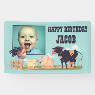 Farm Animals Barnyard Kids Birthday Photo Banner