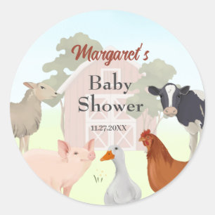 Farm Animals Barnyard Party  Classic Round Sticker