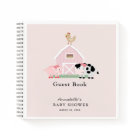 Farm Animals Barnyard Pink Baby Shower Guest Book