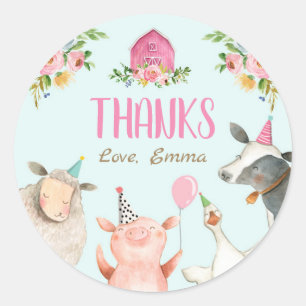 Farm Animals Barnyard Pink Farmhouse Favour Tags